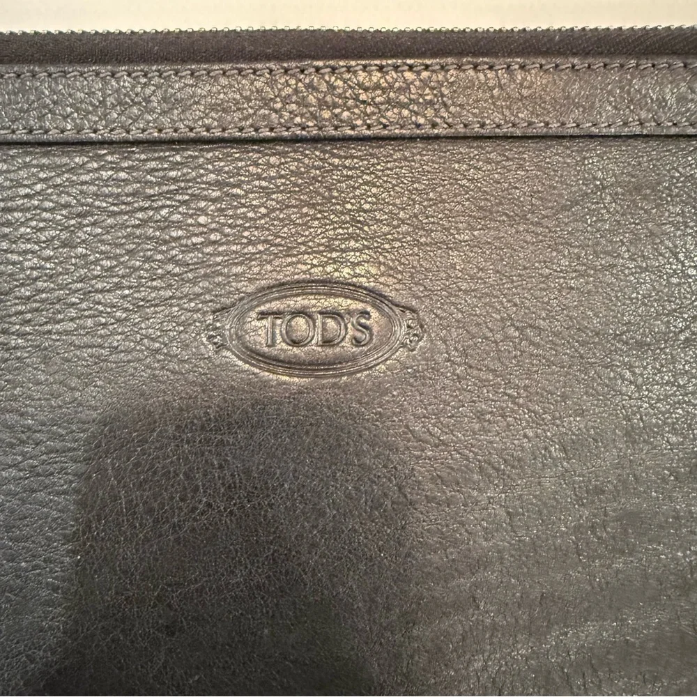 Tods Leather Zip Around Tablet / Documents Case Black Tod’s